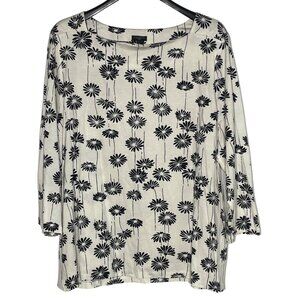 Talbots Daisy Floral Stretch Top Sz 2X Square Neck Spring Summer